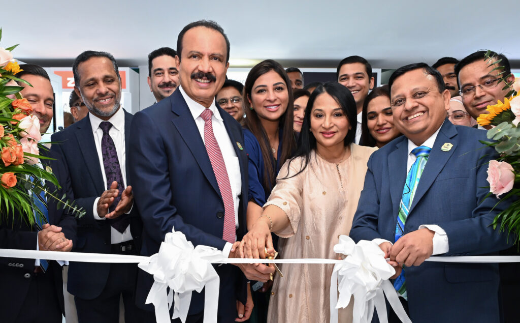 Dr. Azad Moopen, Founder Chairman, Aster DM Healthcare; Ms. Alisha Moopen, Managing Director & Group CEO, Aster DM Healthcare GCC; and N S Balasubramanian, CEO of Aster Retail, alongside leadership and staff from Aster DM Healthcare, inaugurating the Aster Booth at Arab Health 2025 on 27th January 2025